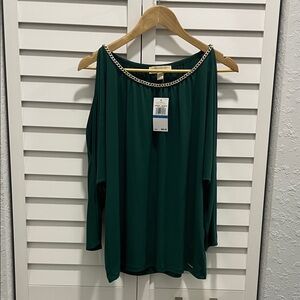 Michael Kors Emerald Blouse with Chain Detail